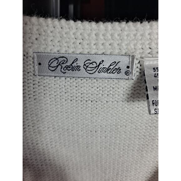 Robin Sinkler Women's White Embroidered Ramie-Cotton Button-Front Vest Size L - Picture 7 of 7